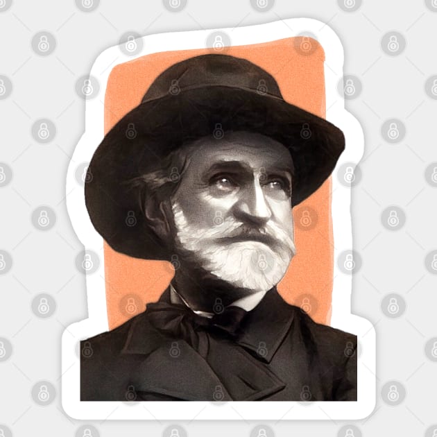 Italian Composer Giuseppe Verdi - orange - illustration Sticker by Litstoy 